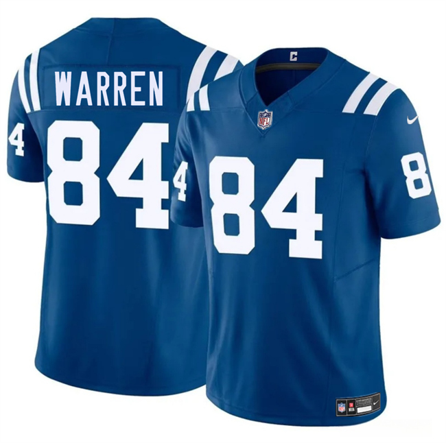 Men's Blue Indianapolis Colts #84 Tyler Warren 2025 Draft F.U.S.E. Vapor Limited Stitched Football Jersey